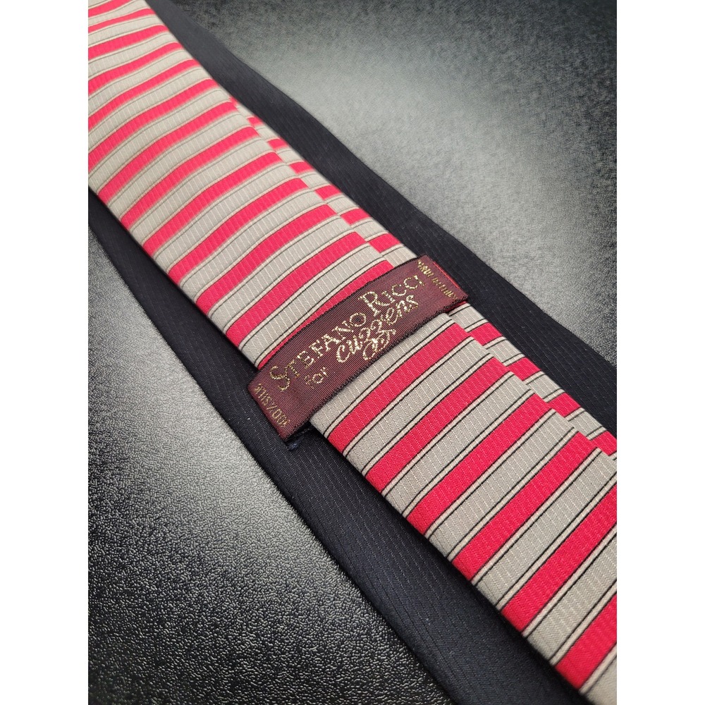 Stefano Ricci Men's Necktie Navy Solid Ribbed Silk 3.75x58 Good